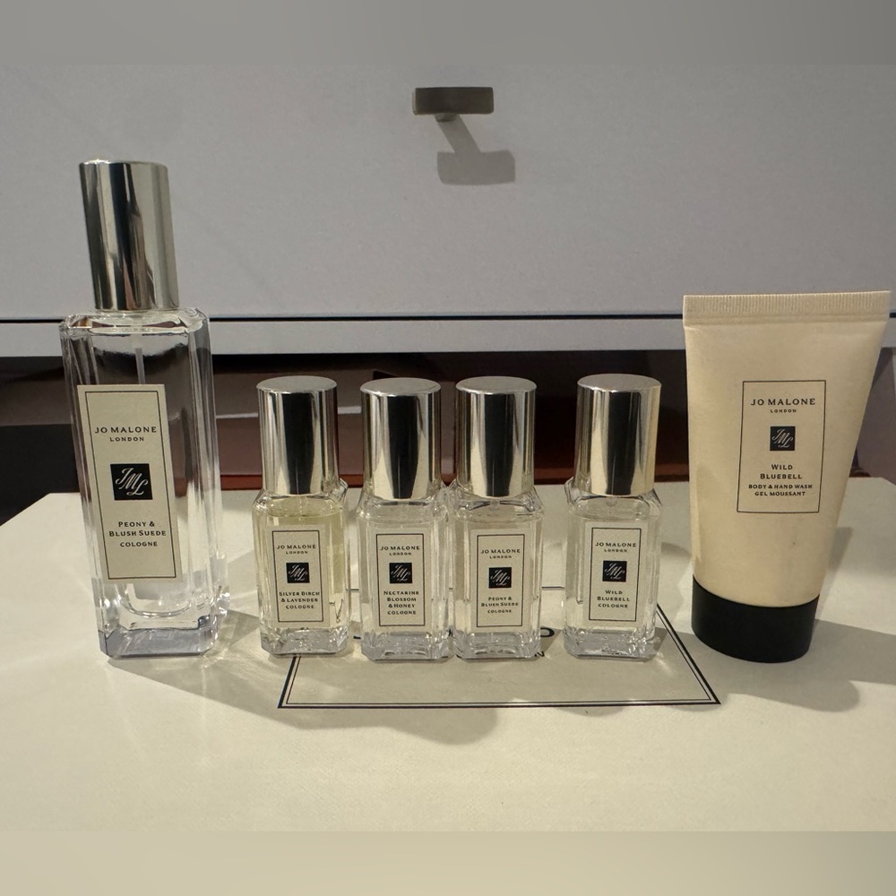 Brand New Jo Malone Peony Blush Suede 30 m-l, 4x 9 m-l, 1 hand wash 30 m-l